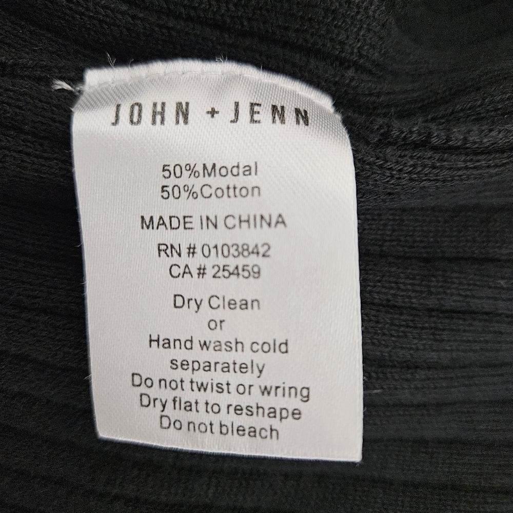 John + Jenn Tunic Sweater Cardigan Black Long Sleeve Rib Knit VNeck Button Large - Picture 5 of 5